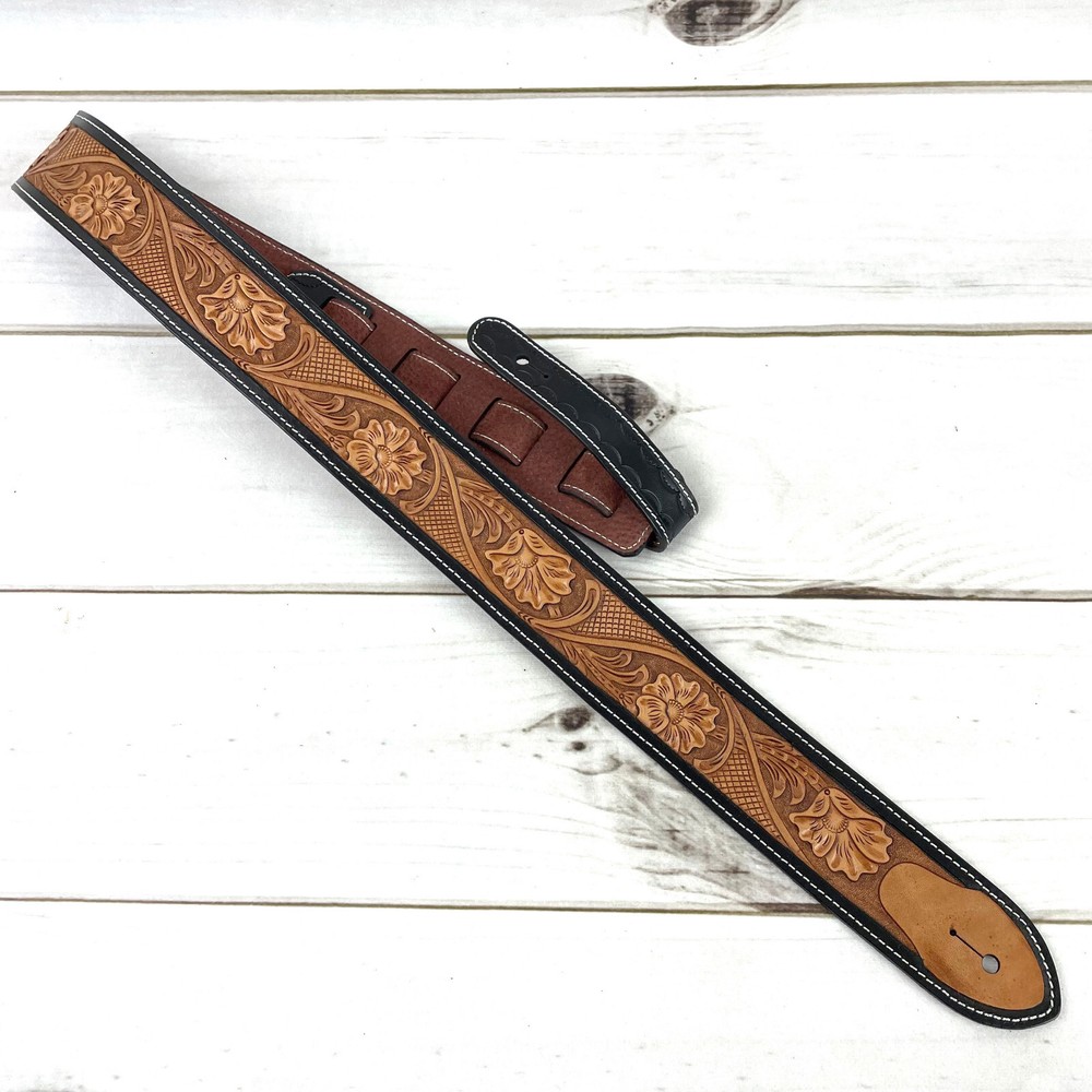Walker & Williams LC-11 100% Handmade Leather Strap Hand Tooled Live Oak Pattern