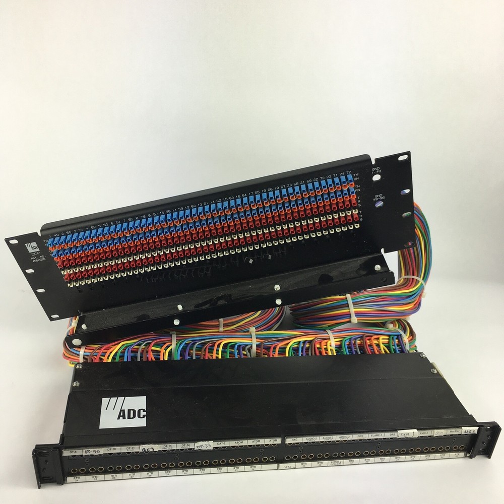 ADC 96 Bantam TT patchbay connected to ADC UP-96NMKII PPC RACKMOUNT PATCHBAY