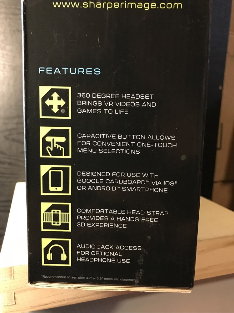 Sharper Image Virtual Reality Headset Smartphone 360 IOS or Android NEW IN BOX