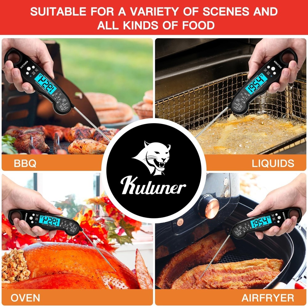 TP-0 Waterproof Digital Instant Read Meat Thermometer with 4.6 Folding Probe ...