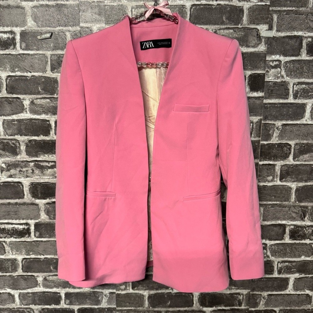 Zara blazer pink hook loop closure pockets SIZE SMALL S
