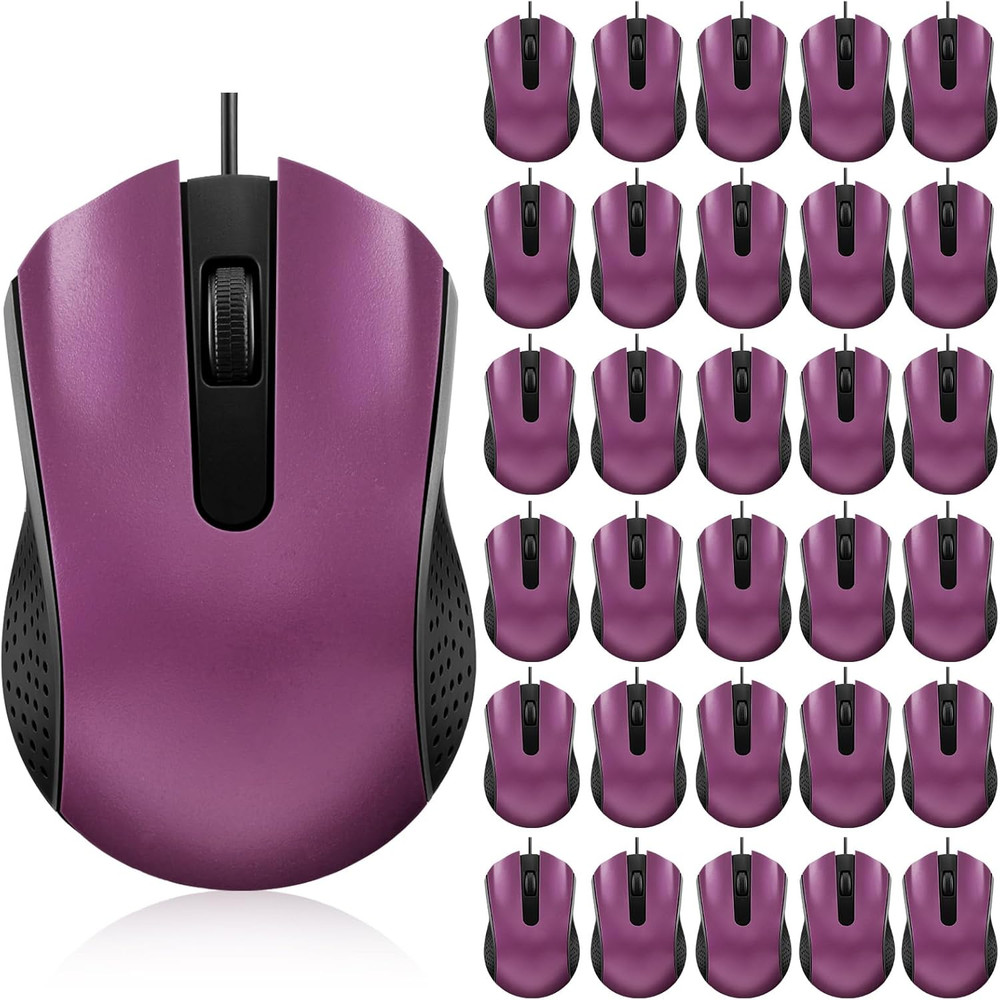 30 Pack USB Wired Mouse 3 Button Corded Computer Mice Bulk USB Mouse for PC Desk