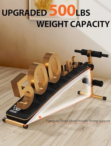 Sit Up Bench, Adjustable Workout Bench for Ab Exercise, Curved Incline/Decline
