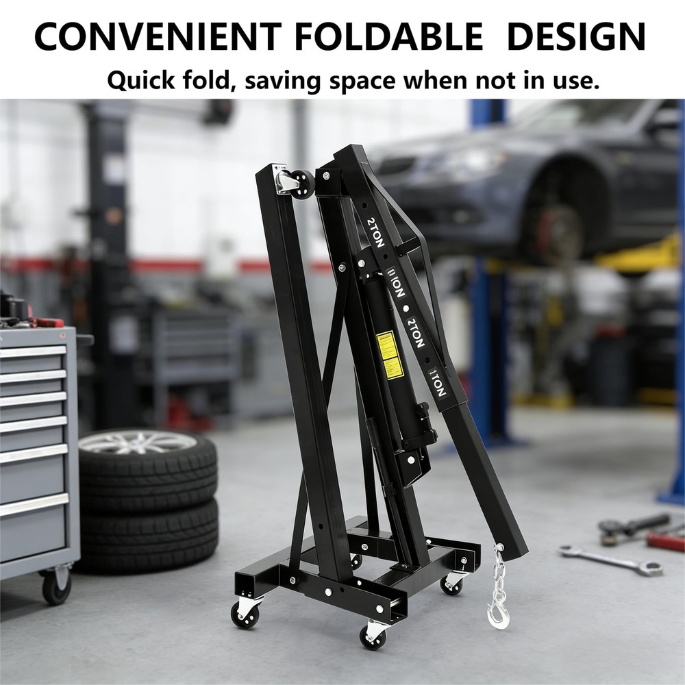 🔝2 Ton Hydraulic Engine Hoist with Lever Stabilizer Cherry Picker Engine Hoist