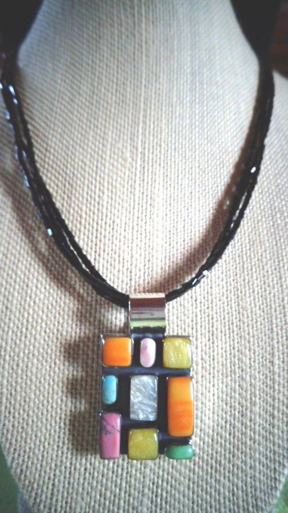 SOUTHWEST STERLING MULTI GEMSTONE PENDANT