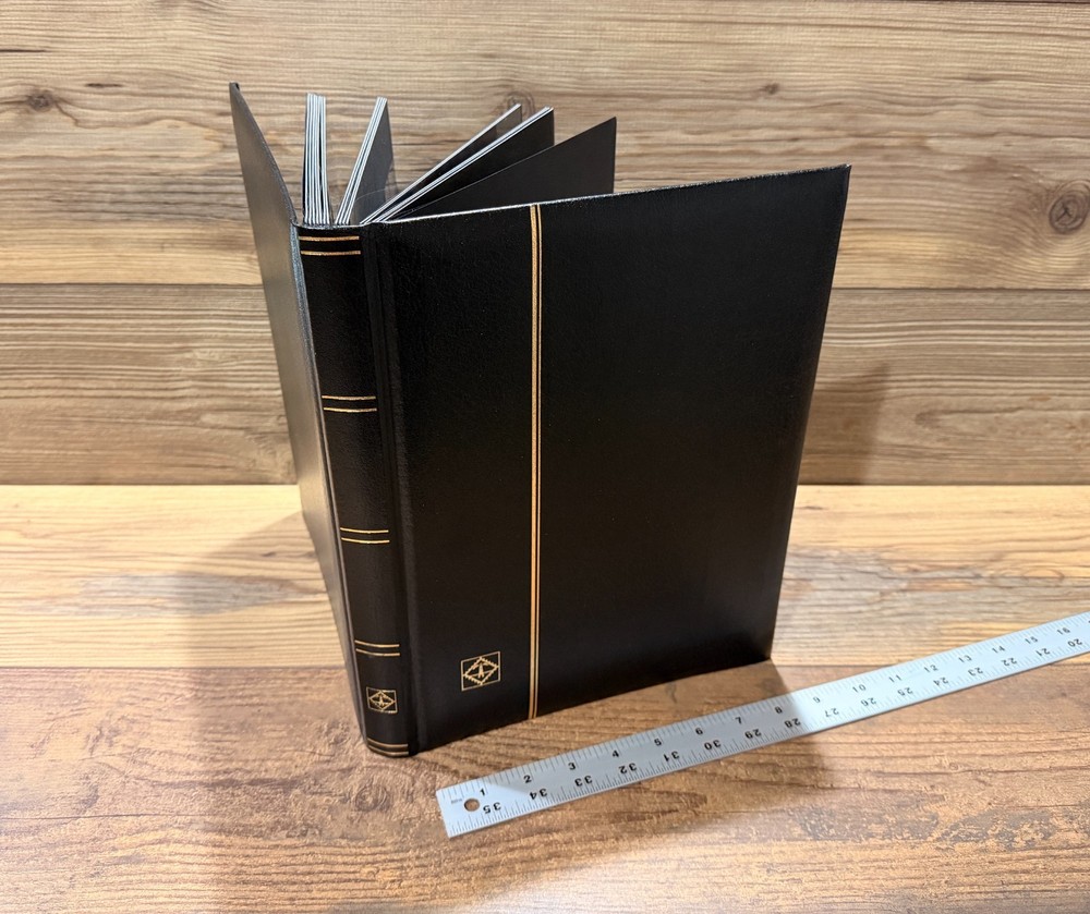 LIGHTHOUSE – “BASIC” Hard Cover Stockbook for Stamp Album – 32 Page Black 9”X12”