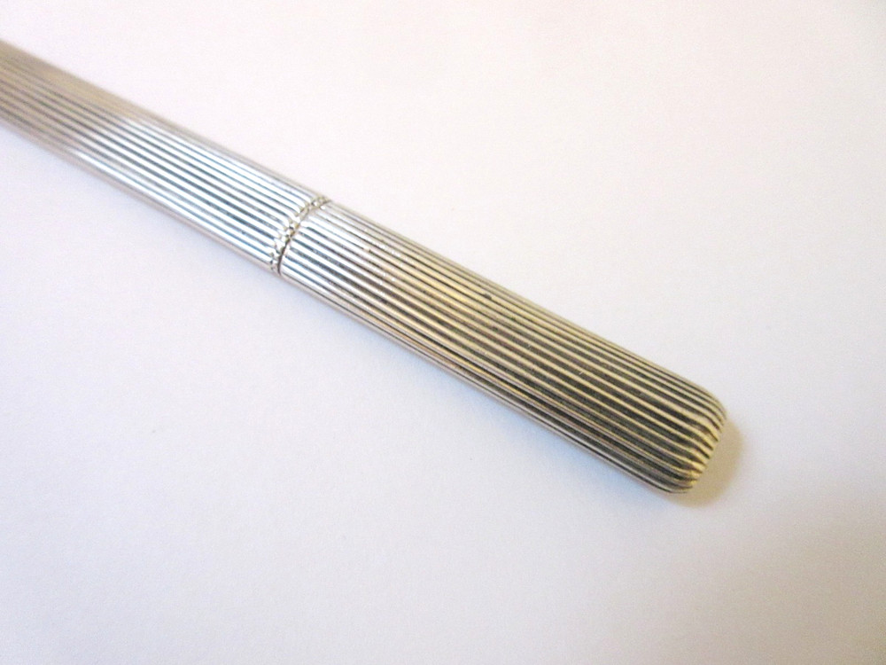 Antique Knitting Needle Guards Ribbed Silver