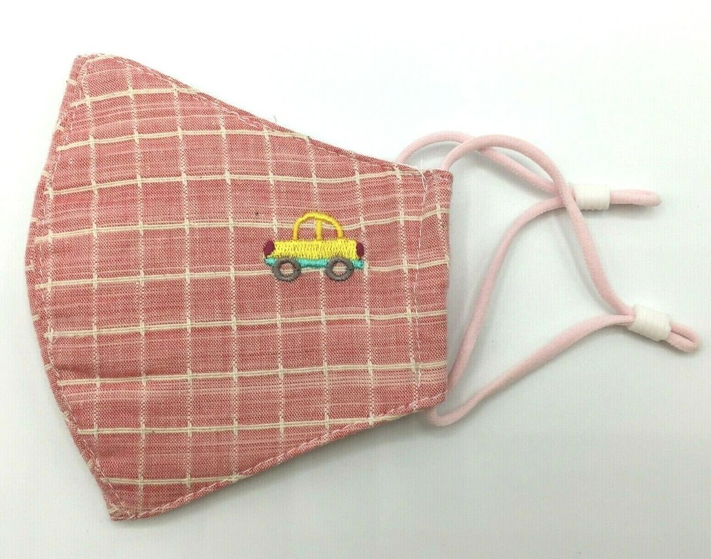 Comfy Washable Reuseable Kid Face Mask Adjustable Ear Loop Pink Car