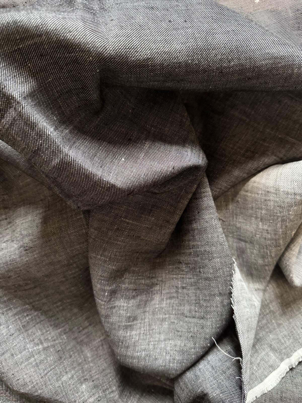 100% Linen Fabric Yarn Dyed Two-Tone Black/White Medium Weight 6 Oz BTY