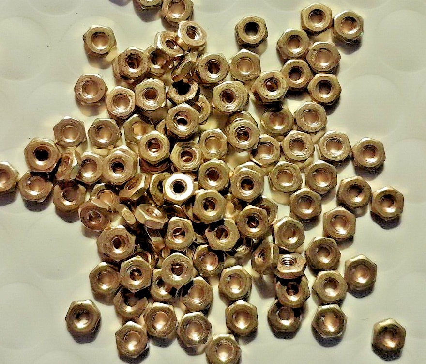 #2-56 MACHINE SCREW HEX NUTS, BRASS, SELECT QTY