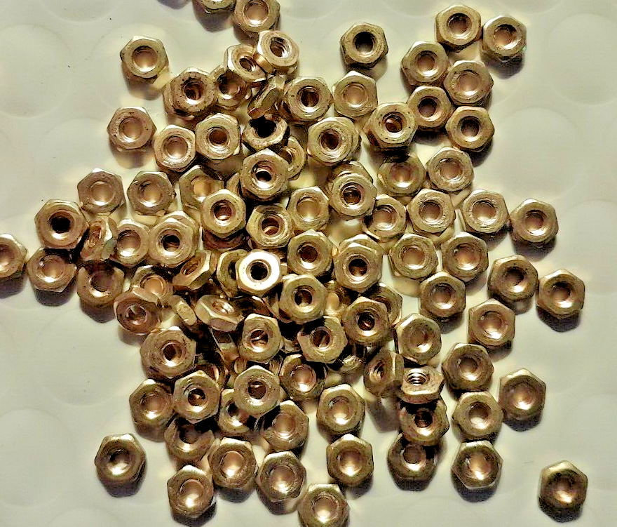 #2-56 MACHINE SCREW HEX NUTS, BRASS, SELECT QTY