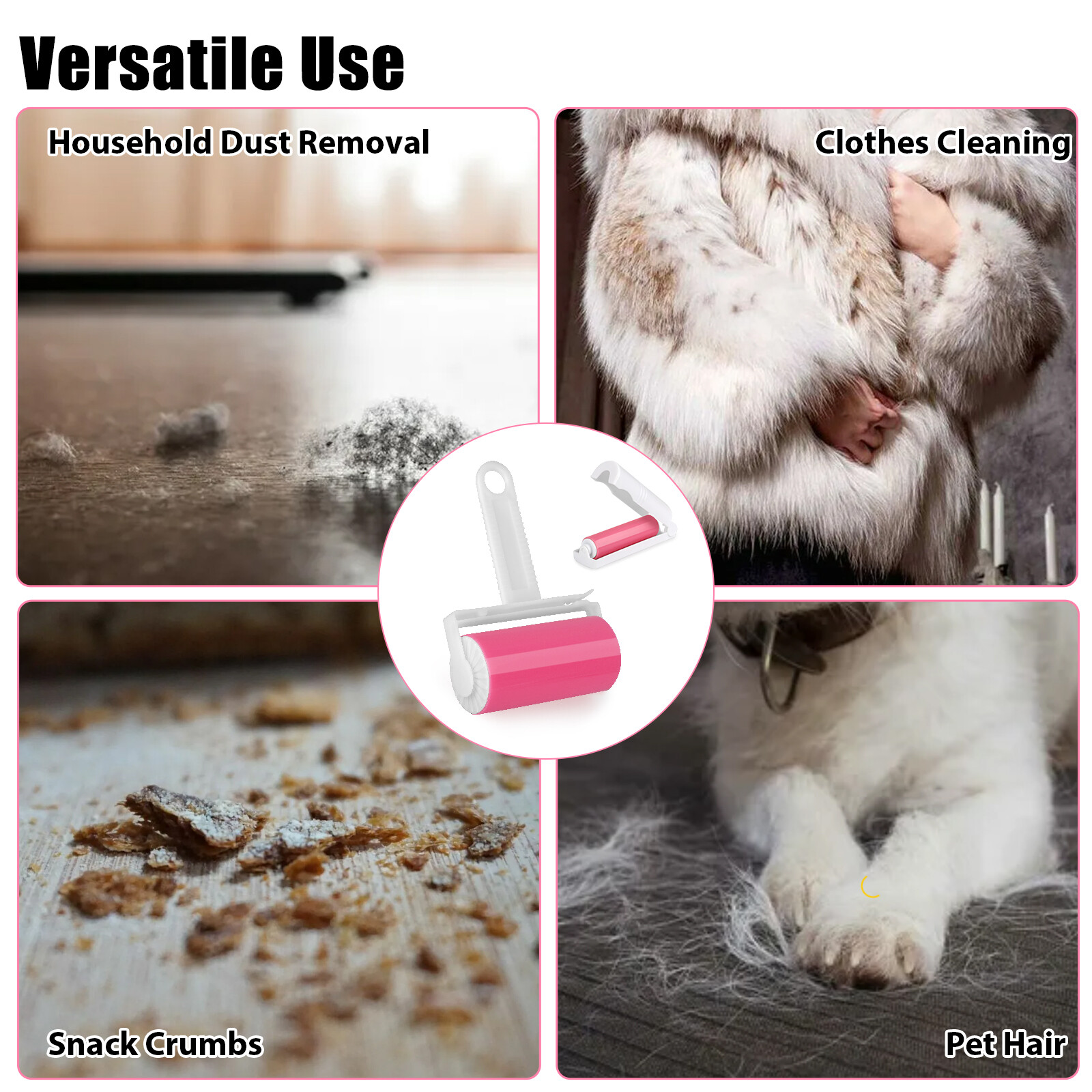 2Pcs Sticky Lint Roller Washable Reusable Hair Remover Portable For Pets Clothes