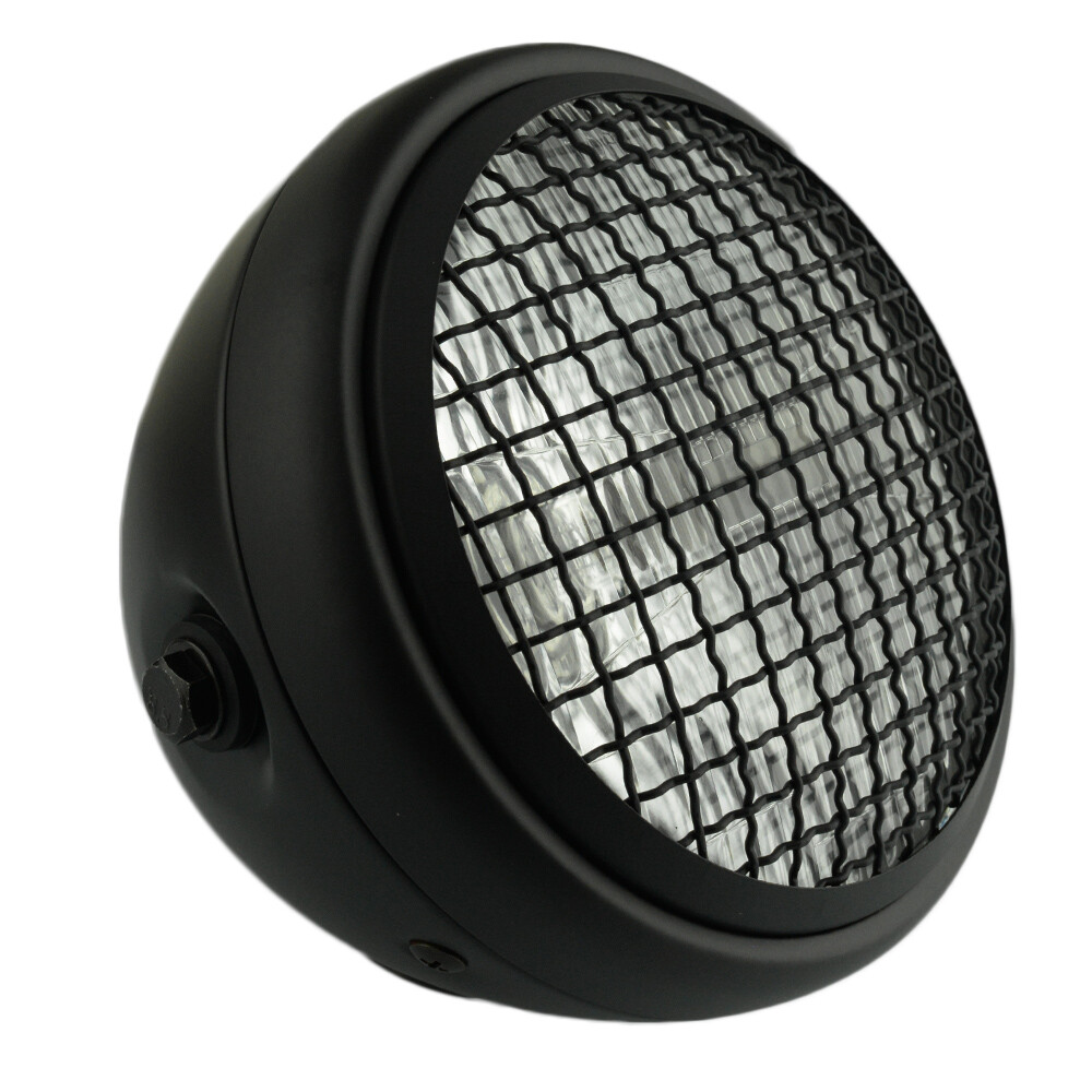 6.5" Side Mount Motorcycle Headlight Spotlight Grill Black Shell Clear
