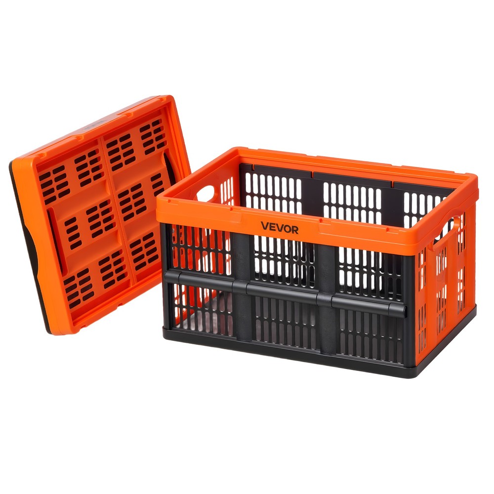 VEVOR Plastic Collapsible Storage Bins 45L 6 Packs Stackable Fold Storage Crates