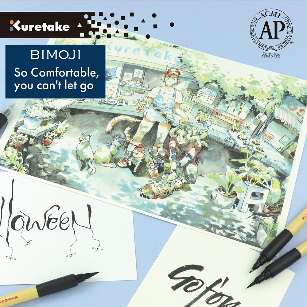 Kuretake Bimoji Brush Pen, 5 pcs set (Extra Fine, Fine, Medium, Large, Medium...