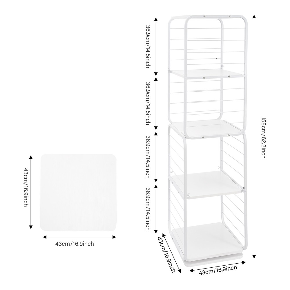 4 Tier Rotating Bookshelf 360° Bookcase Freestanding Square Shelf Display Rack