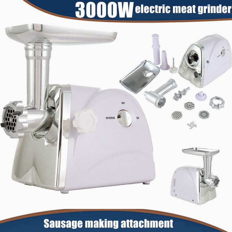 Multi-function 3000W Electric Meat Grinder Sausage Maker Mincer Stuffer White