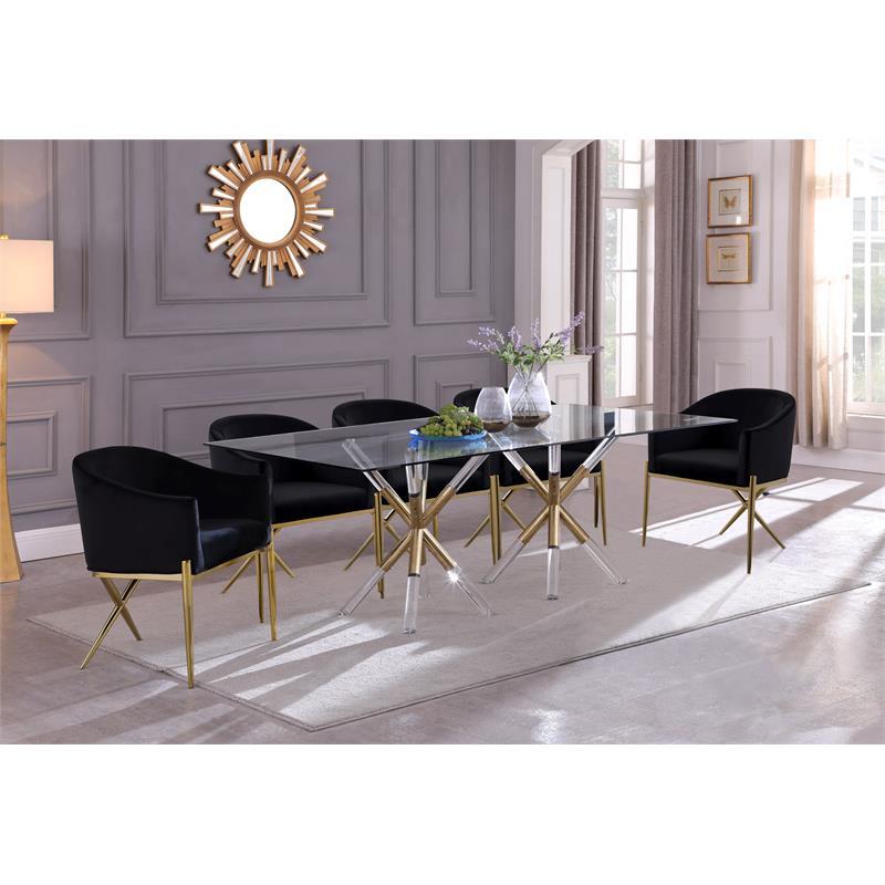 Meridian Furniture Mercury Rectangular Tempered Glass Top Dining Table