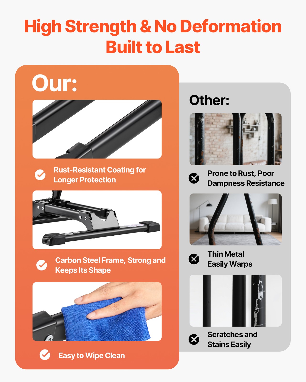 VEVOR Foldable Bike Rack for 20 to 29 Inch Mountain & Road Bikes Storage Stand