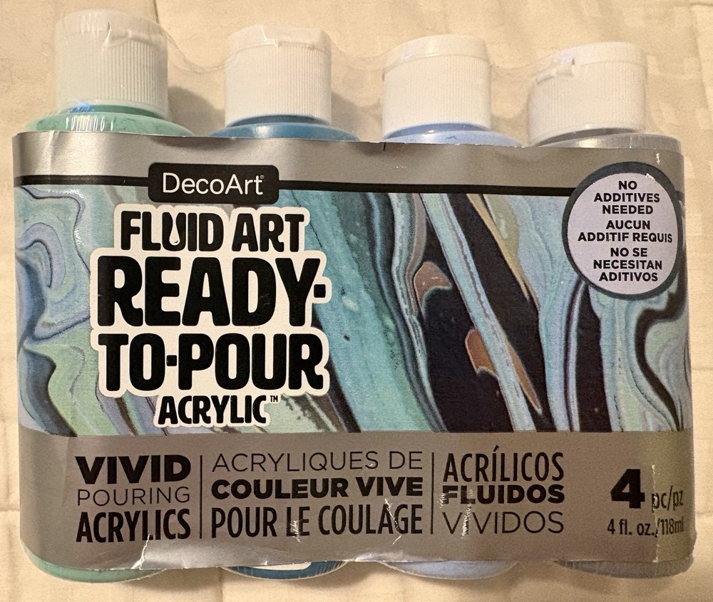 Decoart Fluidart Paint Pouring Value Pack 4/Pkg-Silver Seas