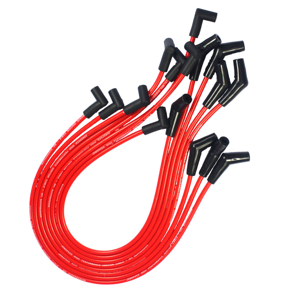 HEI RED Spiral Core SPARK PLUG WIRES 45 DEGREE END For BBC CHEVY 396-427-454-502