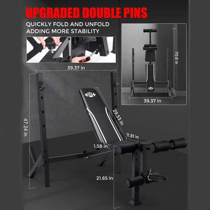 5-in-1 Multi-functional Adjustable Weight Bench 900Lb Foldable with Barbell Rack