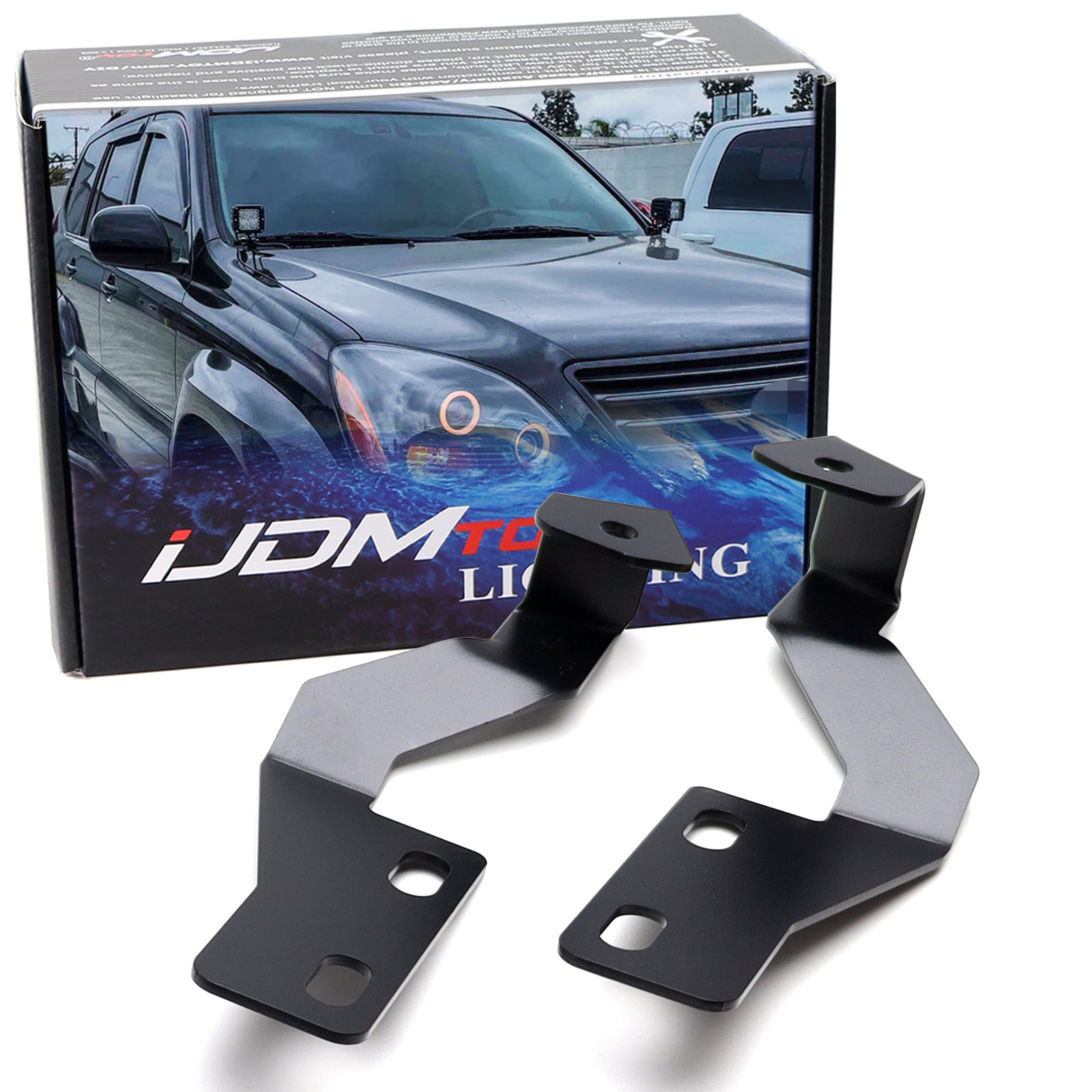 Hood Hinge Mount A-Pillar LED Ditch Light Bracket For Lexus 03-09 GX470 J120 LC