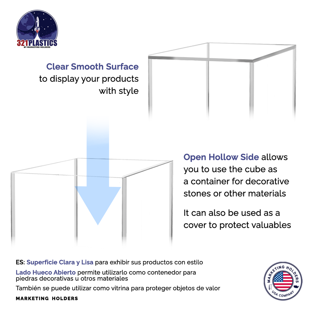 6" Clear Acrylic Display Box with One Open Side Merchandise Storage Bin Qty 6
