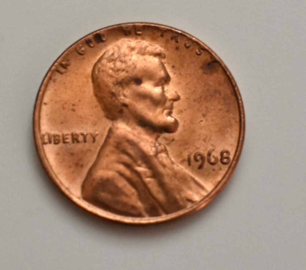 1968 Penny Error No Mint Mark P Red High Mint State Rim Collar DD Errors