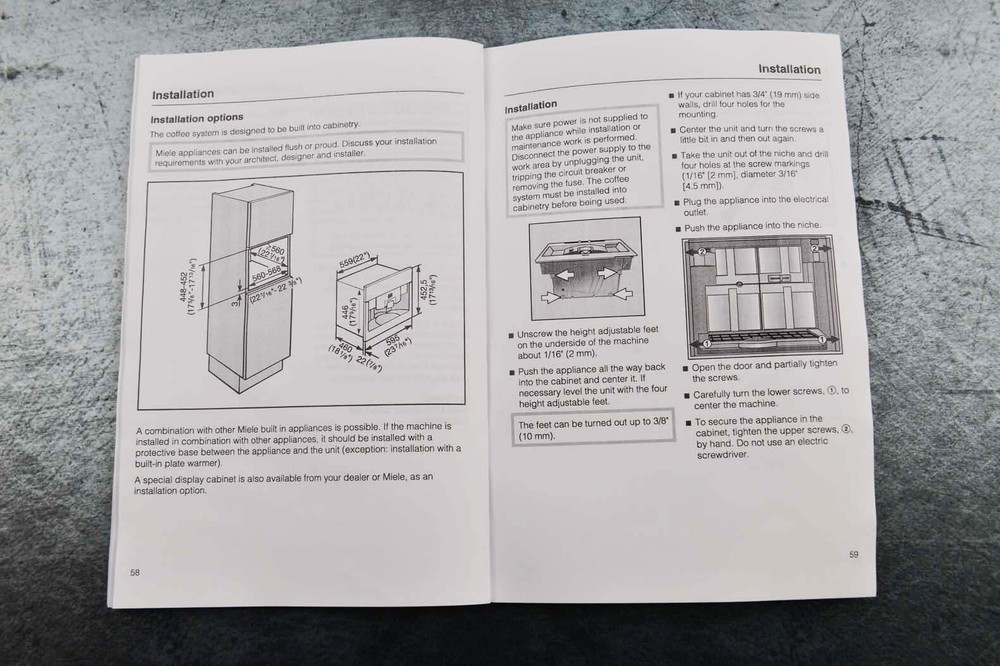 New Miele CVA4070 Coffee System Operating and Installation Instructions Guide