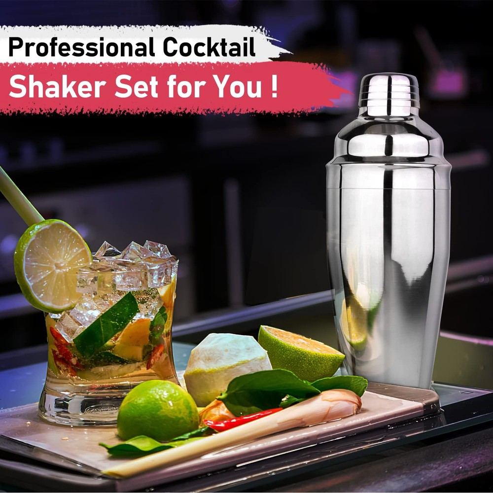 Cocktail Shaker 24oz Martini Drink Bar tools 1pcs, A-Silver