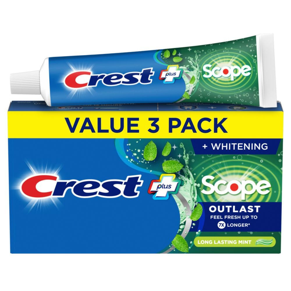 Complete Whitening + Scope, Long Lasting Mint Toothpaste, Triple Pack (3 Count o