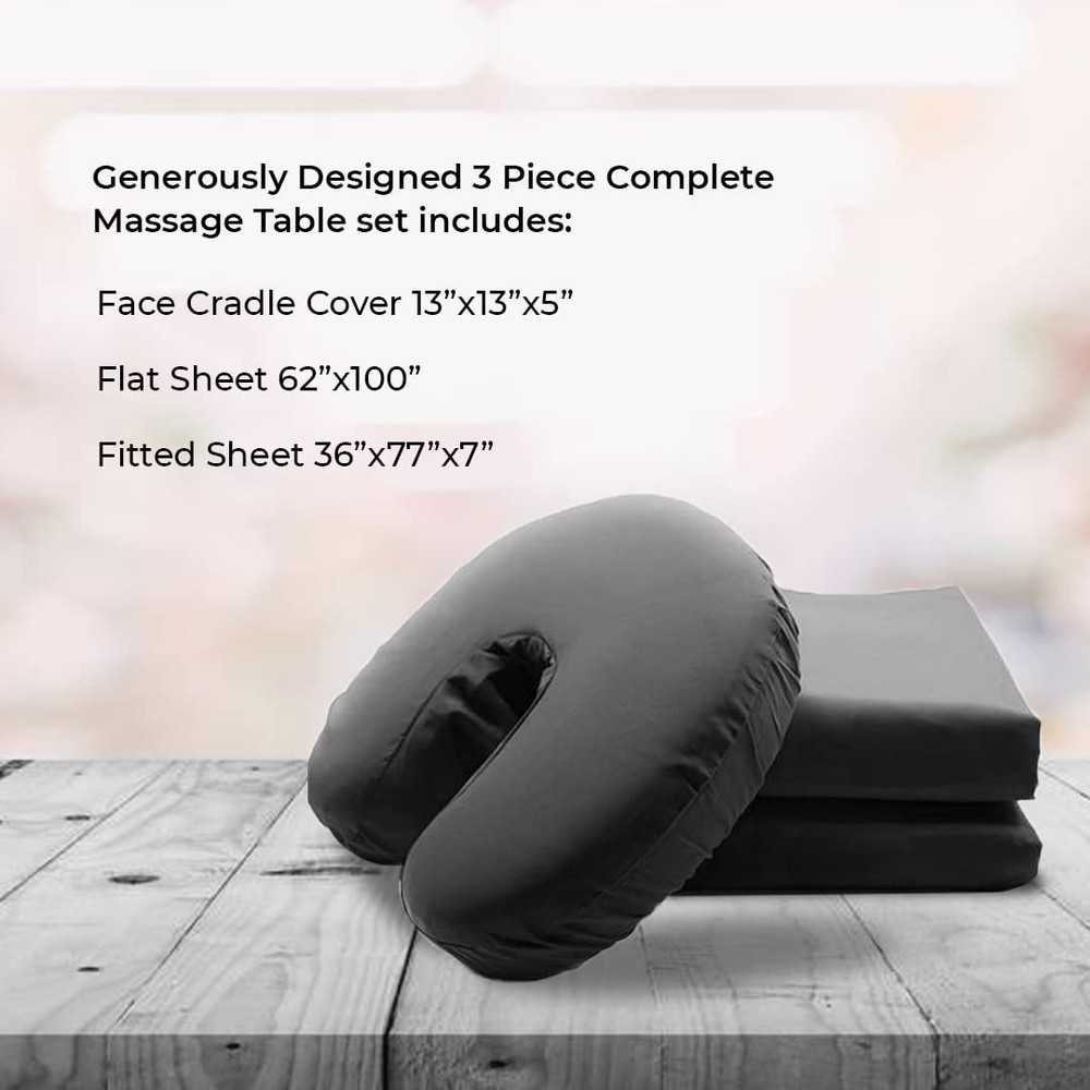 Massage Table Sheets Set - 3 Pcs 100% Cotton Flannel - Includes Fitted Sheets...