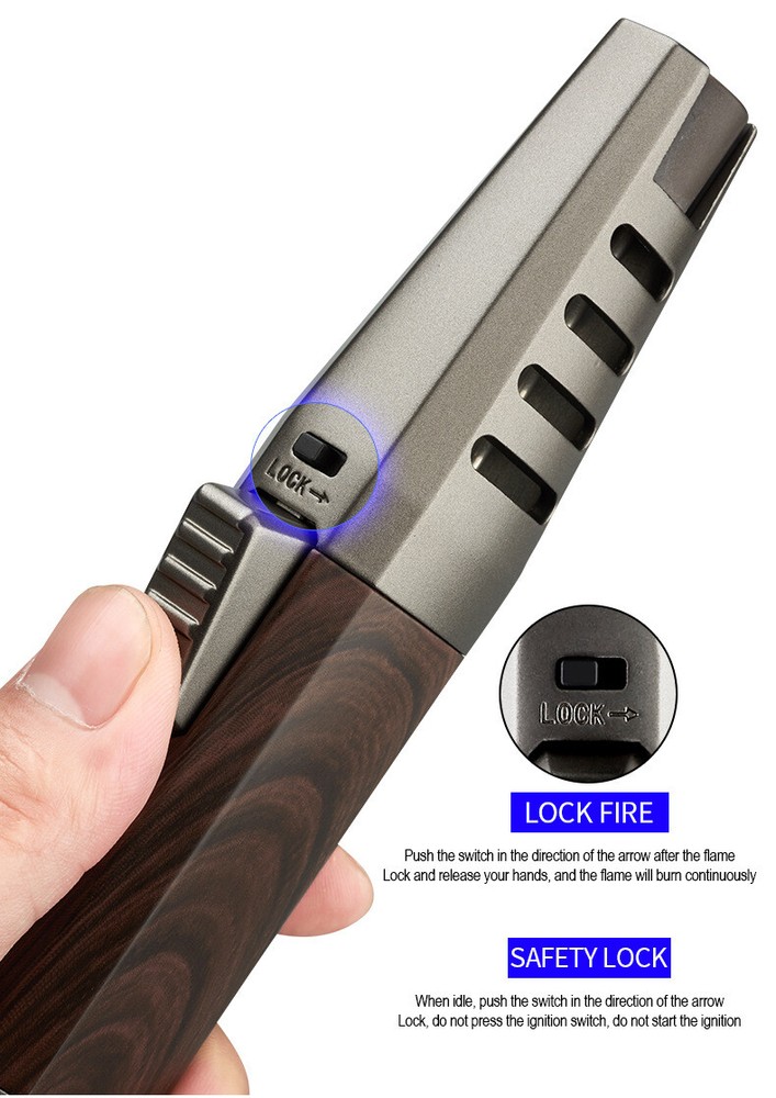 Refillable Butane Torch Lighter Adjustable Cigar Gas Lighter 2 Jet Flame Lighter