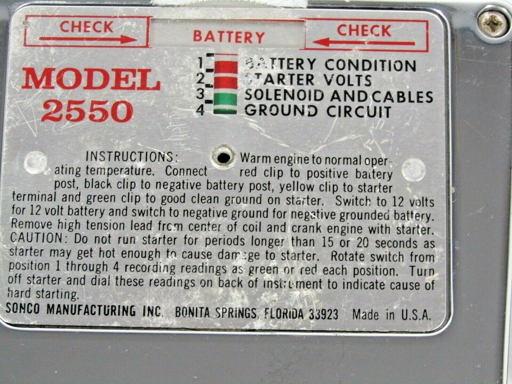 Vintage Sonco Components Tester Analyzer Model 2550