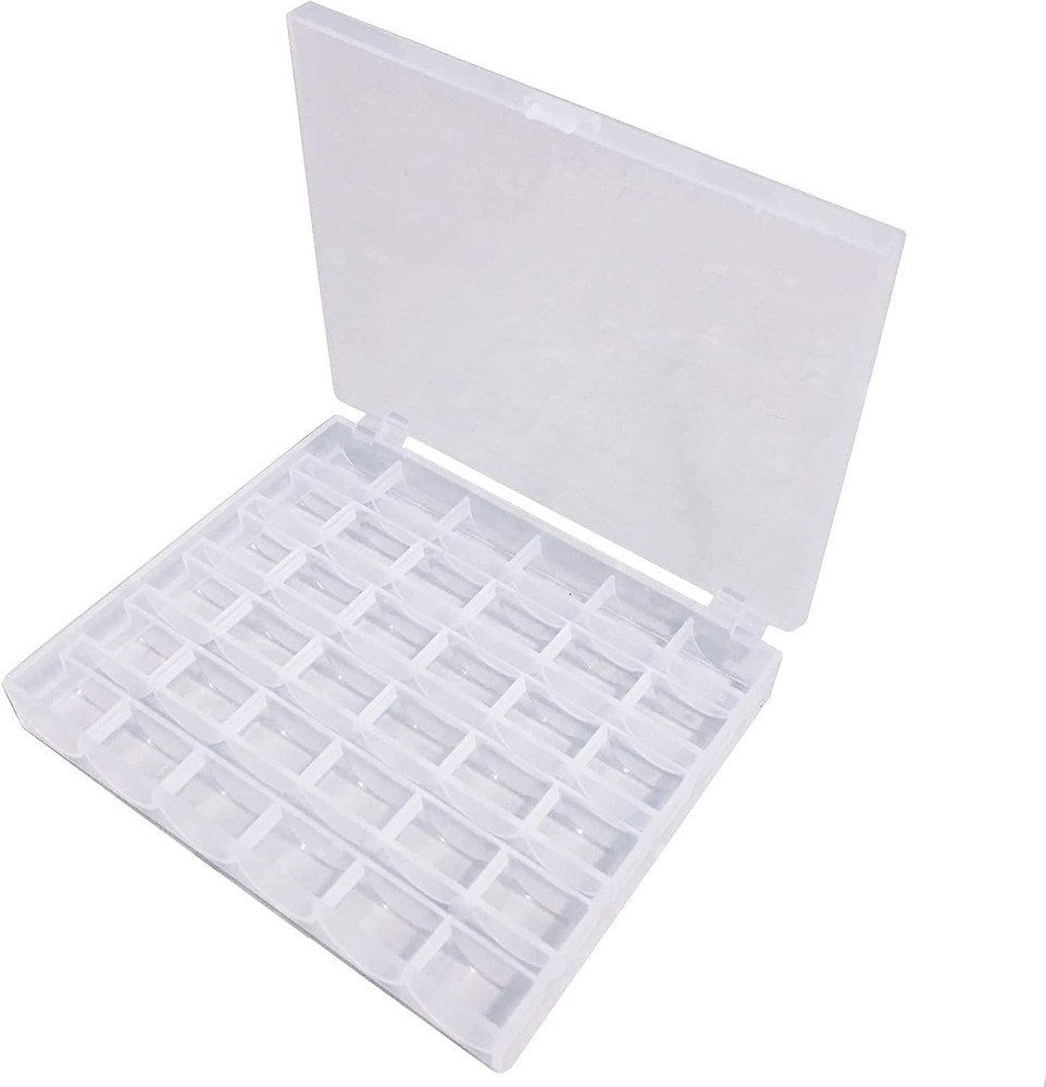 Bobbin Box,Transparent 36 Empty Bobbins Spools Box,Machine Bobbin Organizer P...