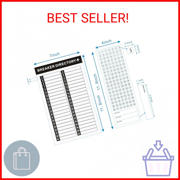 16 Sheets Breaker Panel Labels Electrical Box Sticker Numbers Breaker Panel Labe