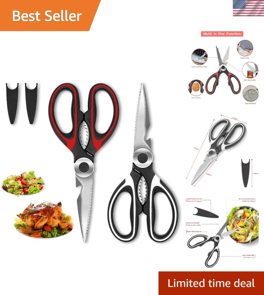 2-Pack  Heavy-Duty Kitchen Scissors - Sharp Stainless Steel Multi-Purpose