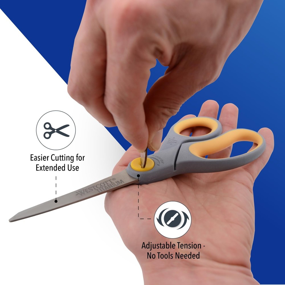 8” Titanium Bonded Scissors with Adjustable Glide and Soft Handle, 2-Pack- Du...