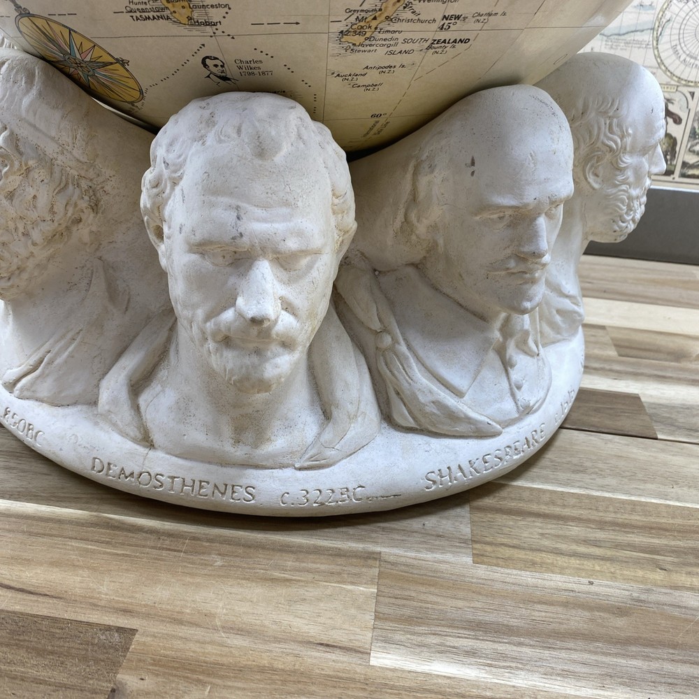 Replogle 16" Globe on Plaster Historical Figure Base
