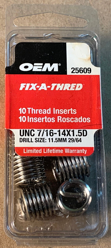 OEM TOOLS 25609 7/16" Fix-A-Thread Repair Kit - 10 Thread Inserts - FREE SHIP