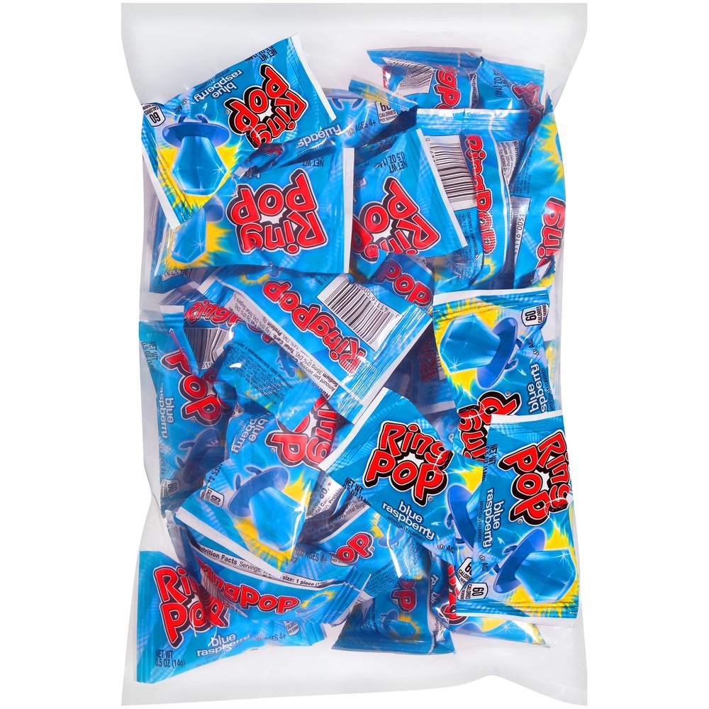 Ring Pop Individually Wrapped Blue Raspberry 30 Ct Lollipop Easter Pack