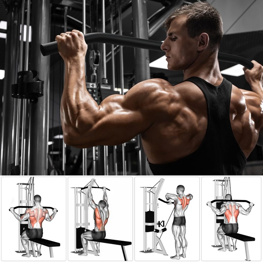 48" LAT Pull Down Bar Cable Machine Bar Attachment Triceps Biceps Pushdown Bar