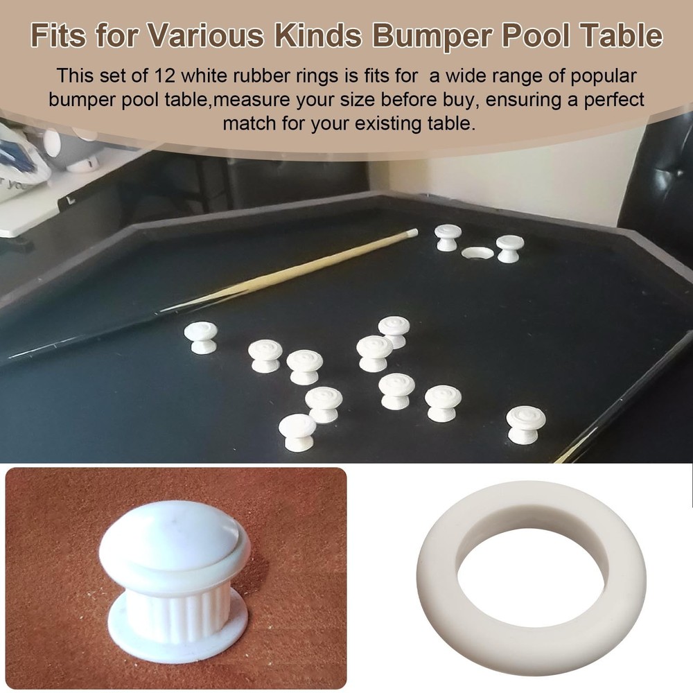 Bumper Pool Table Rubber Rings Replacement Parts 12 Pack