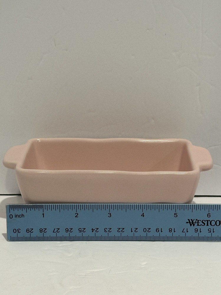 Rae Dunn BAKE Mini Pink Ceramic Loaf Pan Baking Dish