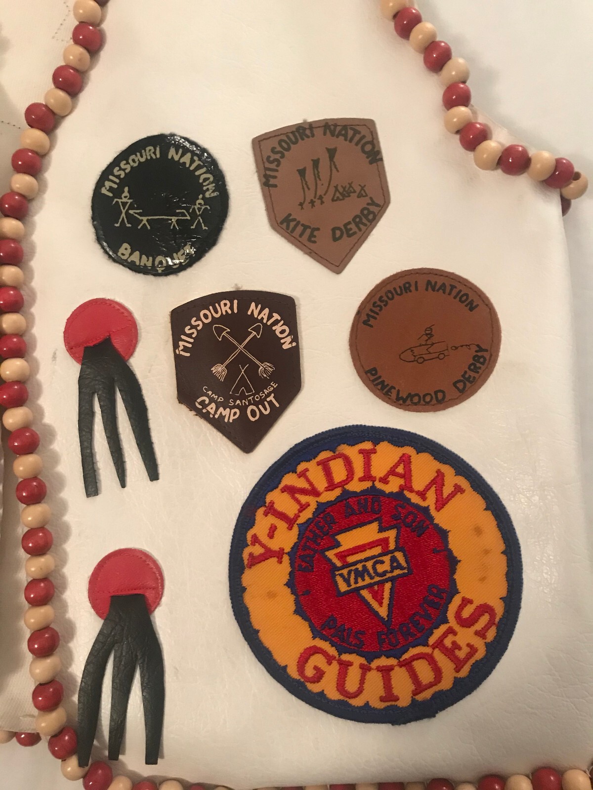 2 leather vests w/beads-Adult & Child-Crow-Powwow Regalia-1970s-Missouri Nation