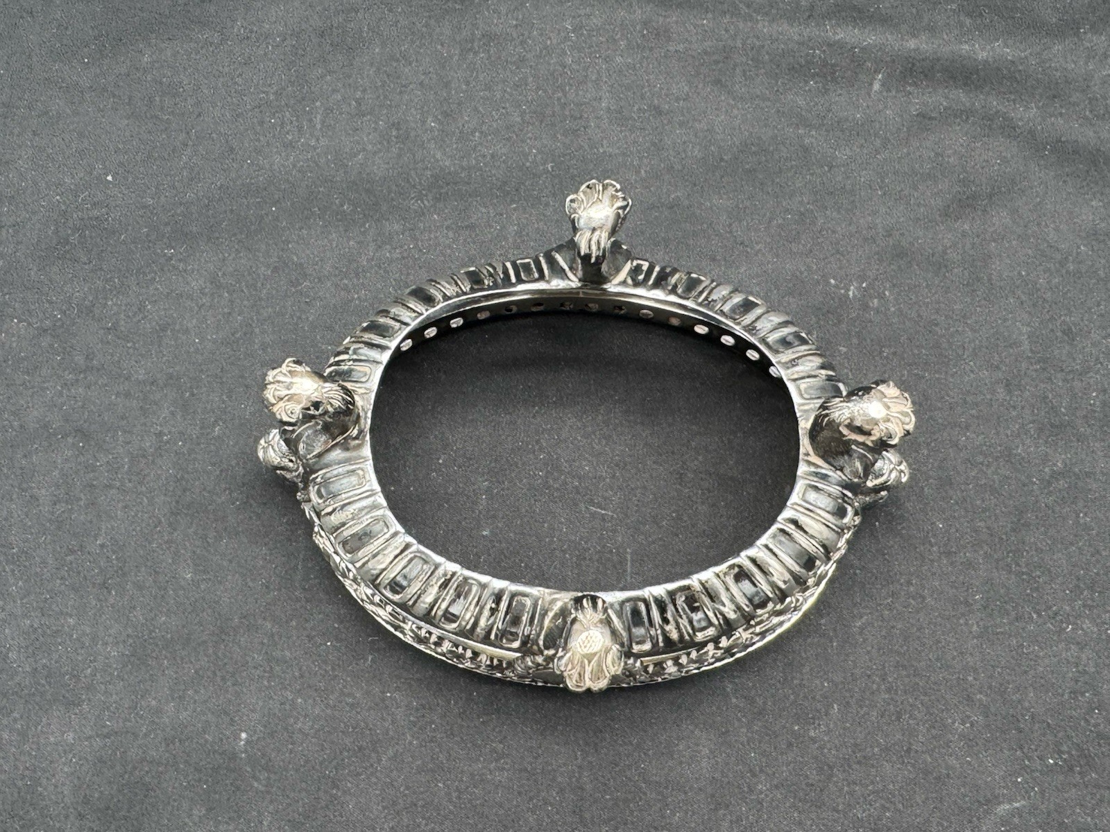 ANTIQUE FRENCH STERLING SILVER MASTER SALT CELLAR W/ COBALT BLUE GLASS INSERT