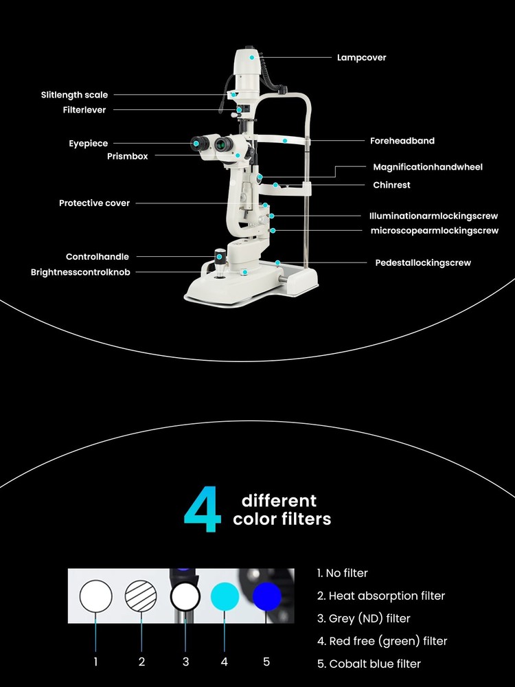 Five Magnifications Ophthalmology Slit Lamp Optometry Microscope
