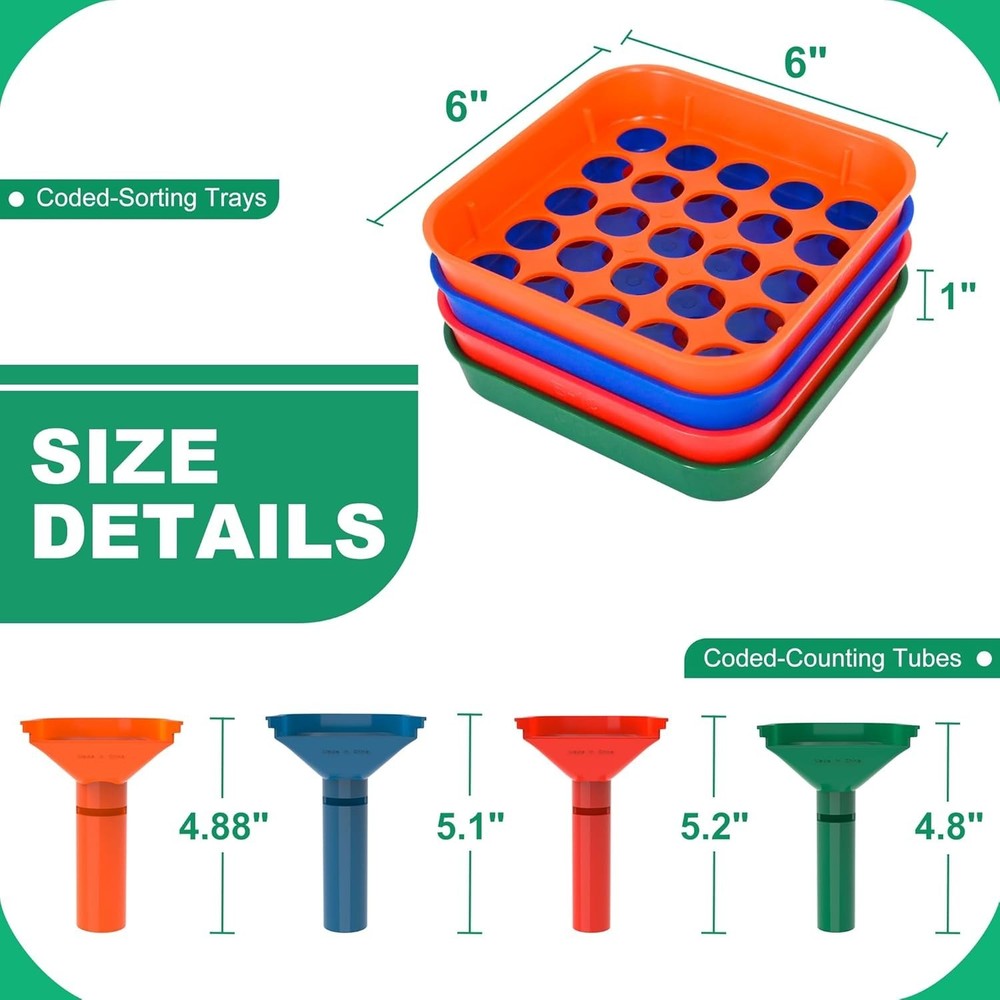 Efficient Coin Sorting & Wrapping Kit: 4 Trays, Tubes & Flat Wrappers Included