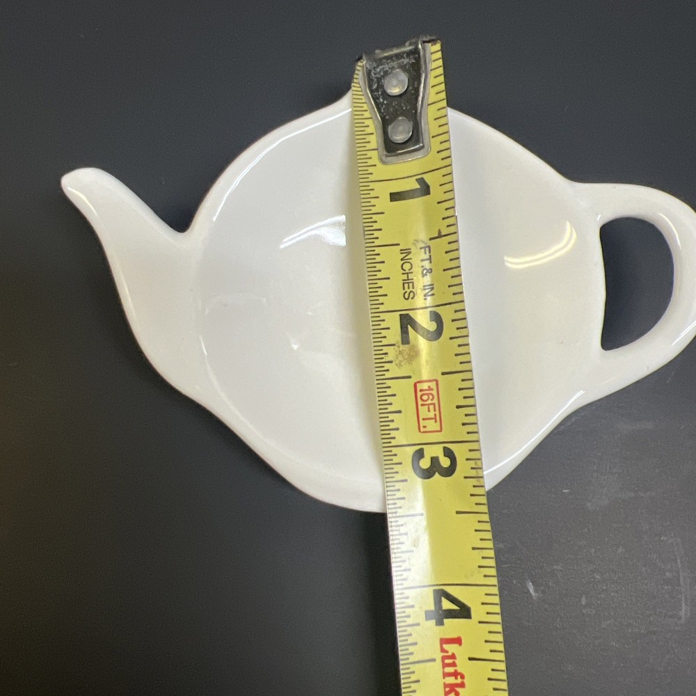 Tea Bag Holders Teapot Shaped White Ceramic Stacking Set/6 *Read*